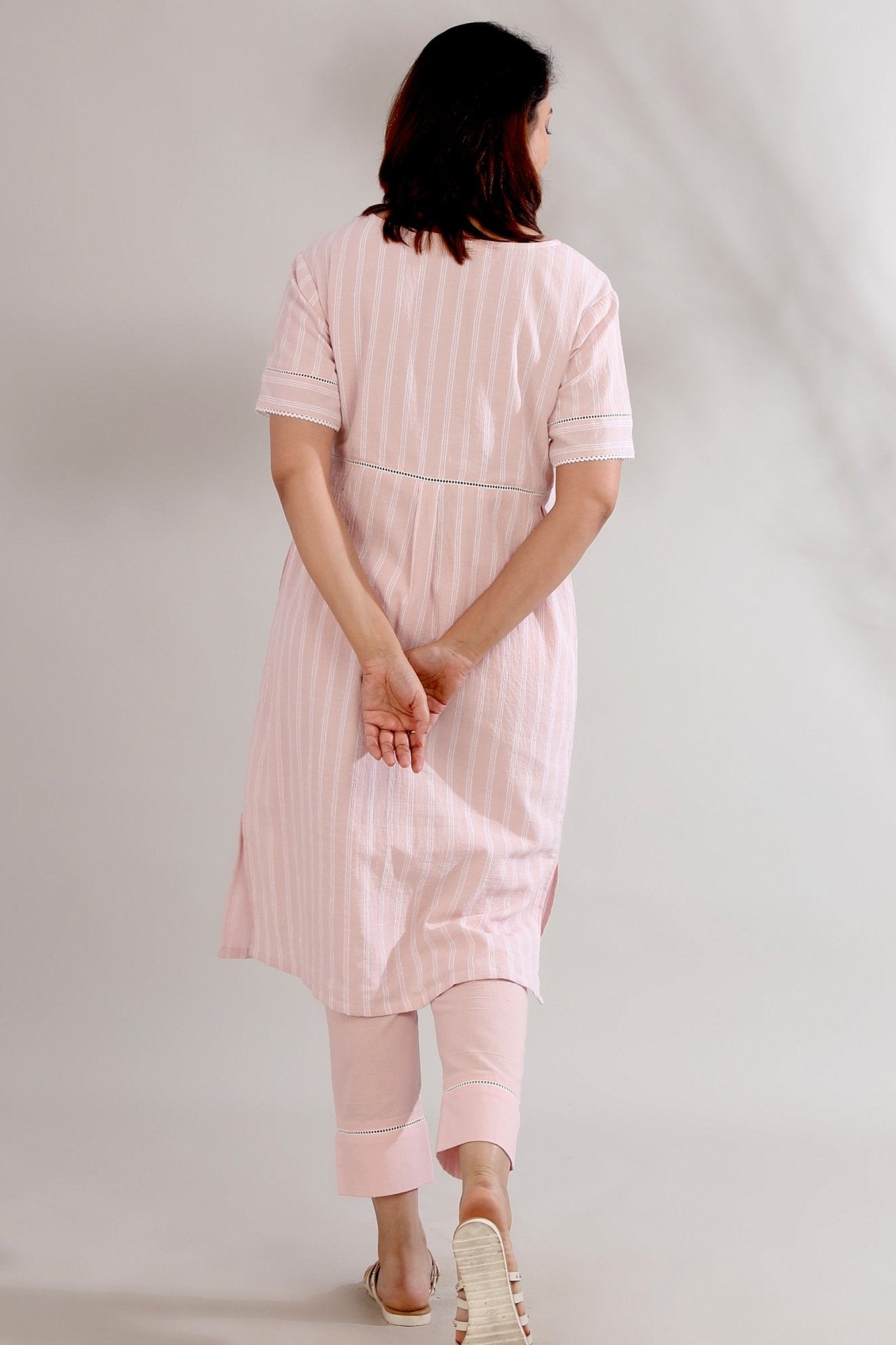 Eva Peach Kurta With Pant (Set of 2) - The Indian Cause