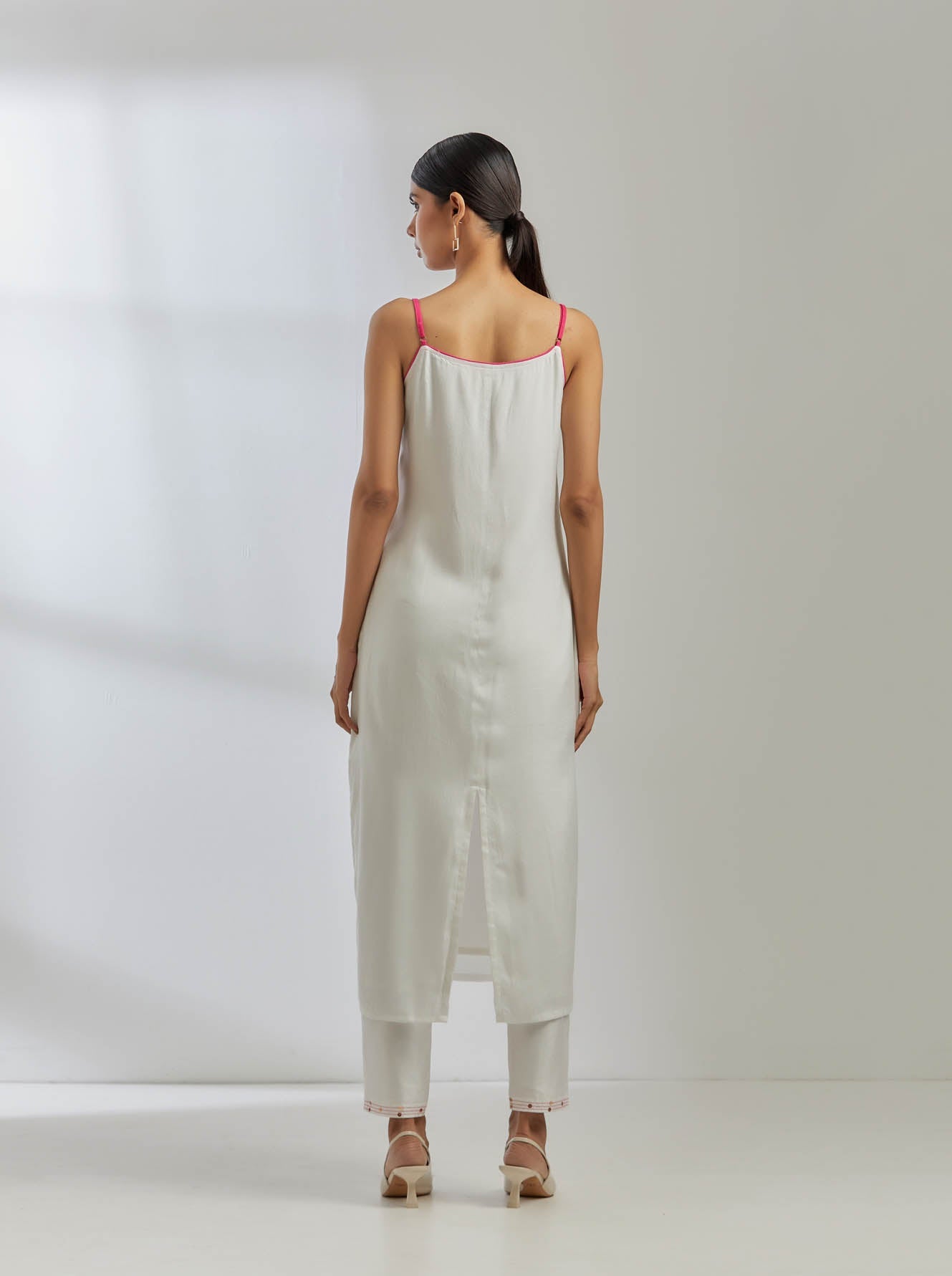 White Silk Strappy Kurta Dress - The Indian Cause