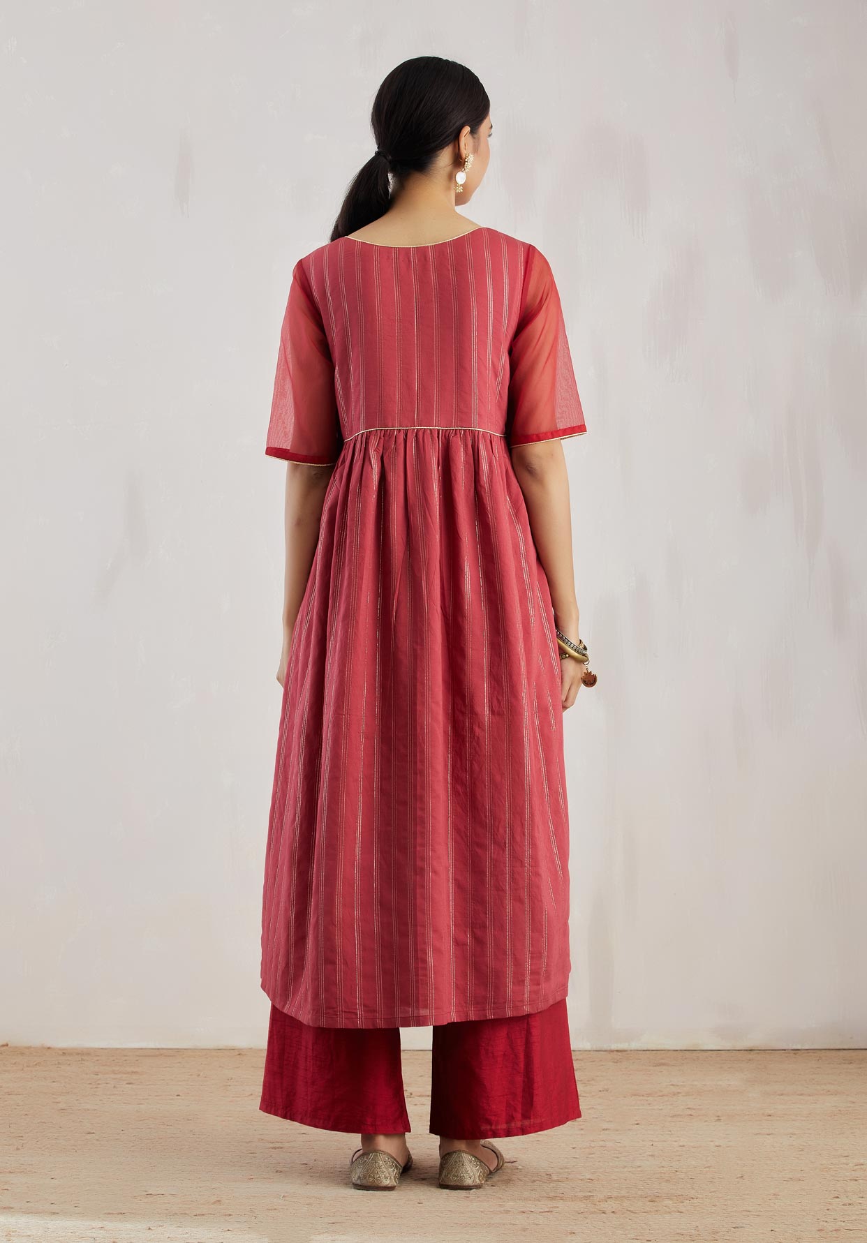 Red Meissa Kurta with Pant (Set of 2) - The Indian Cause