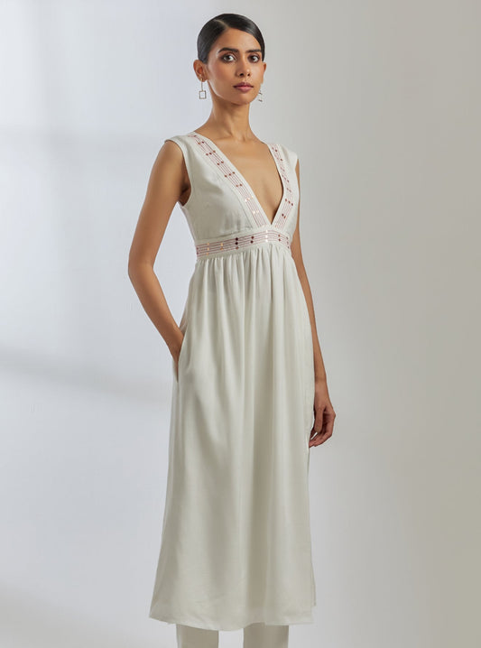 White Silk Sirgus Kurta - The Indian Cause