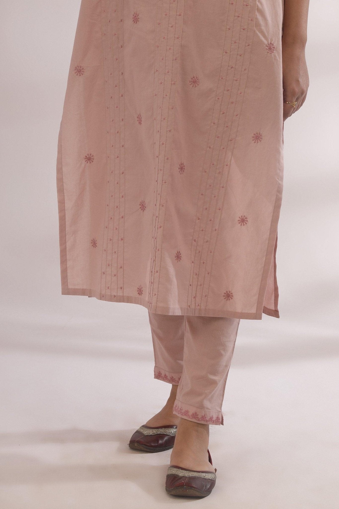 Kyaaree Nude Pink Chikankari Kurta - The Indian Cause