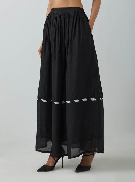 Black Chanderi Full Length Skirt - The Indian Cause