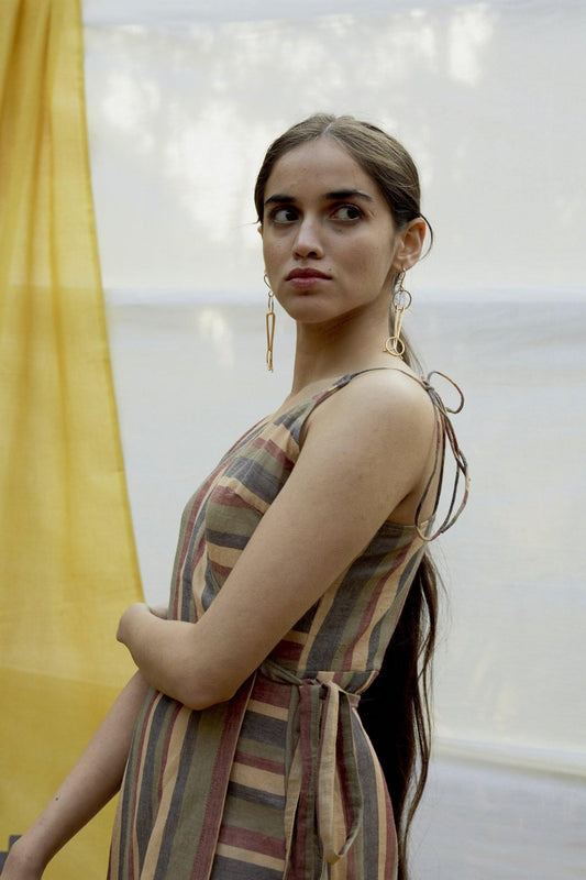 Cotton Stripe wrap dress - The Indian Cause