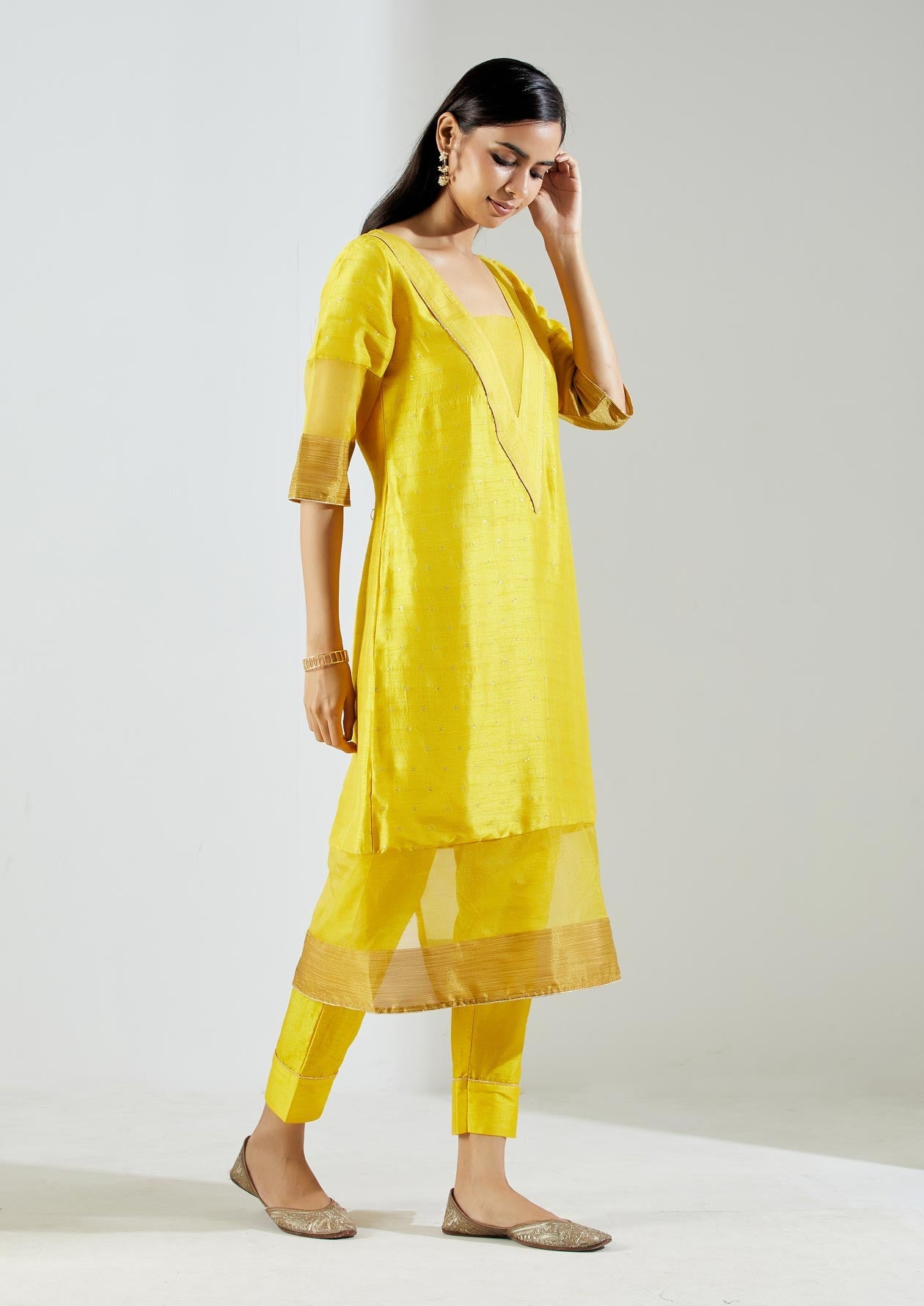 Yellow Vega kurta with Pant (Set of 2) - The Indian Cause