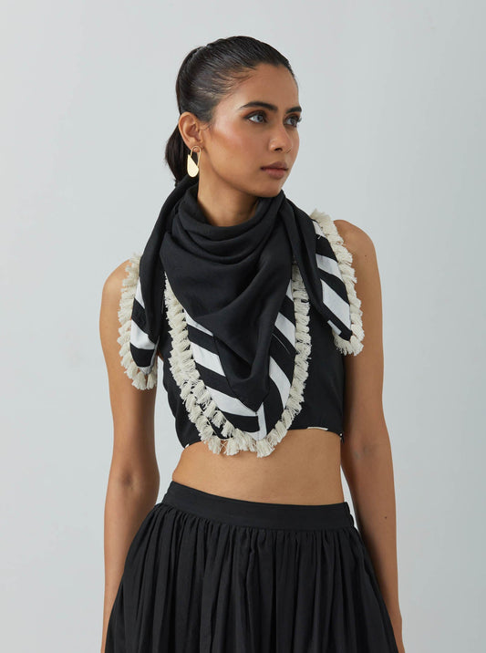 Black Chanderi Scarf - The Indian Cause