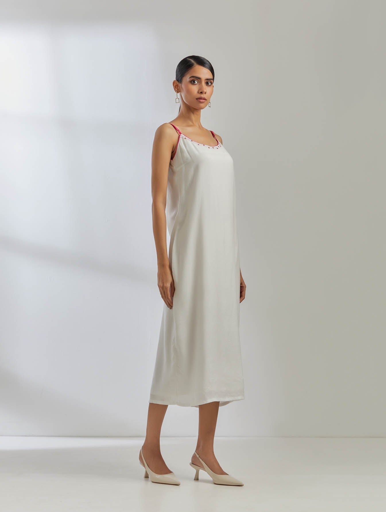 White Silk Strappy Dress - The Indian Cause