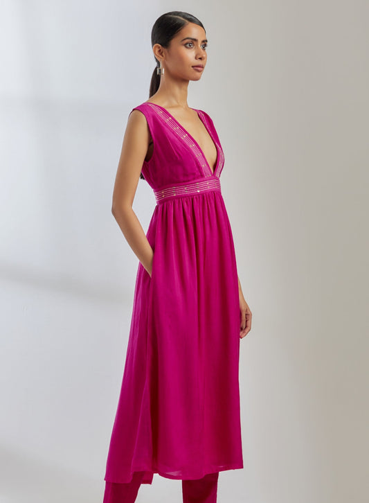 Pink Silk Sirgus Kurta Dress - The Indian Cause