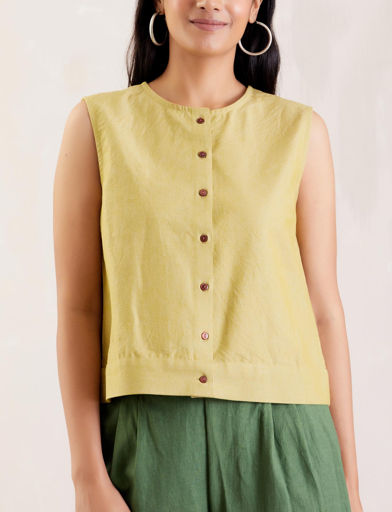 Lime Green Cotton Shirt Top - The Indian Cause