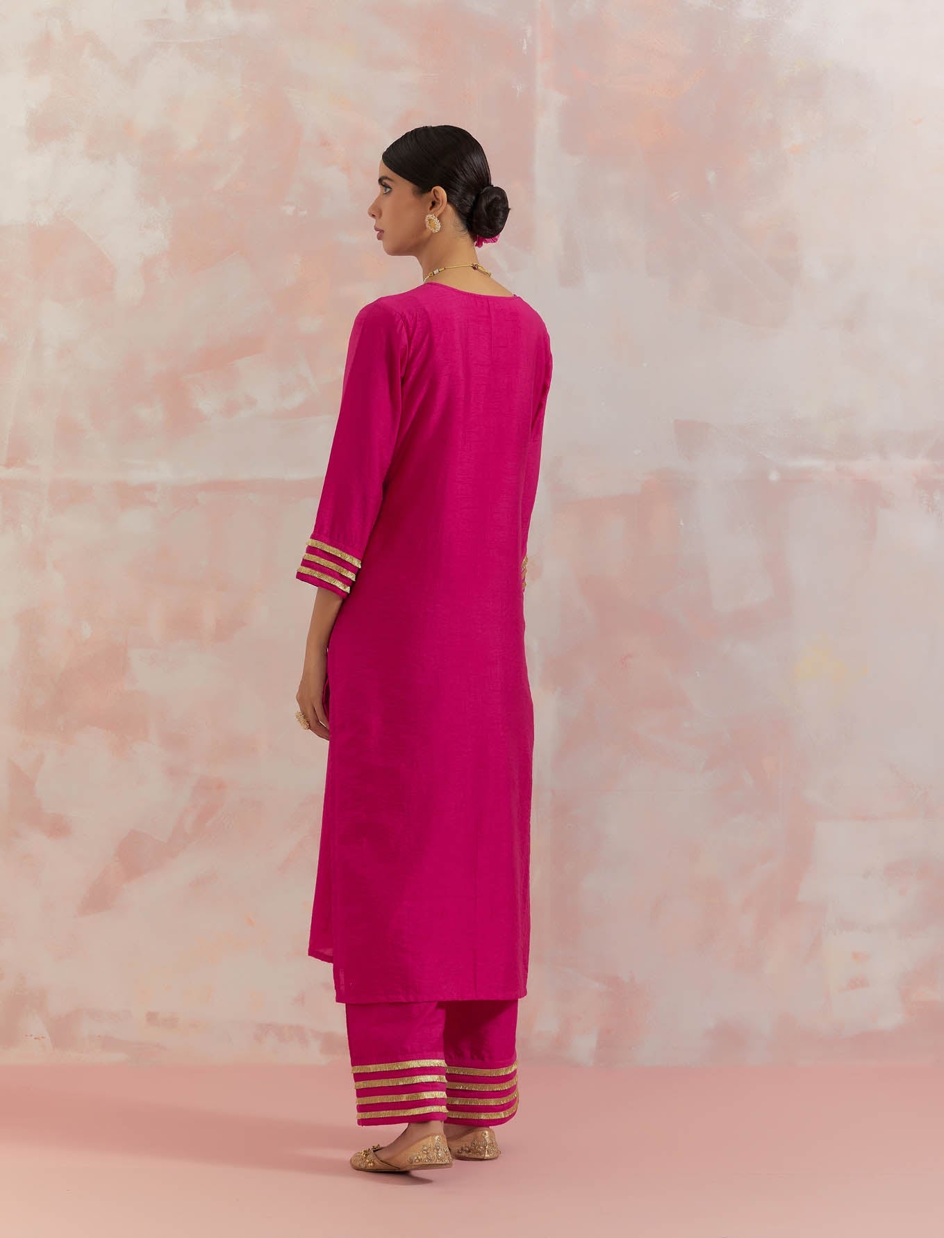Pink Rooh Kurta With Pant (Set Of 2) - The Indian Cause