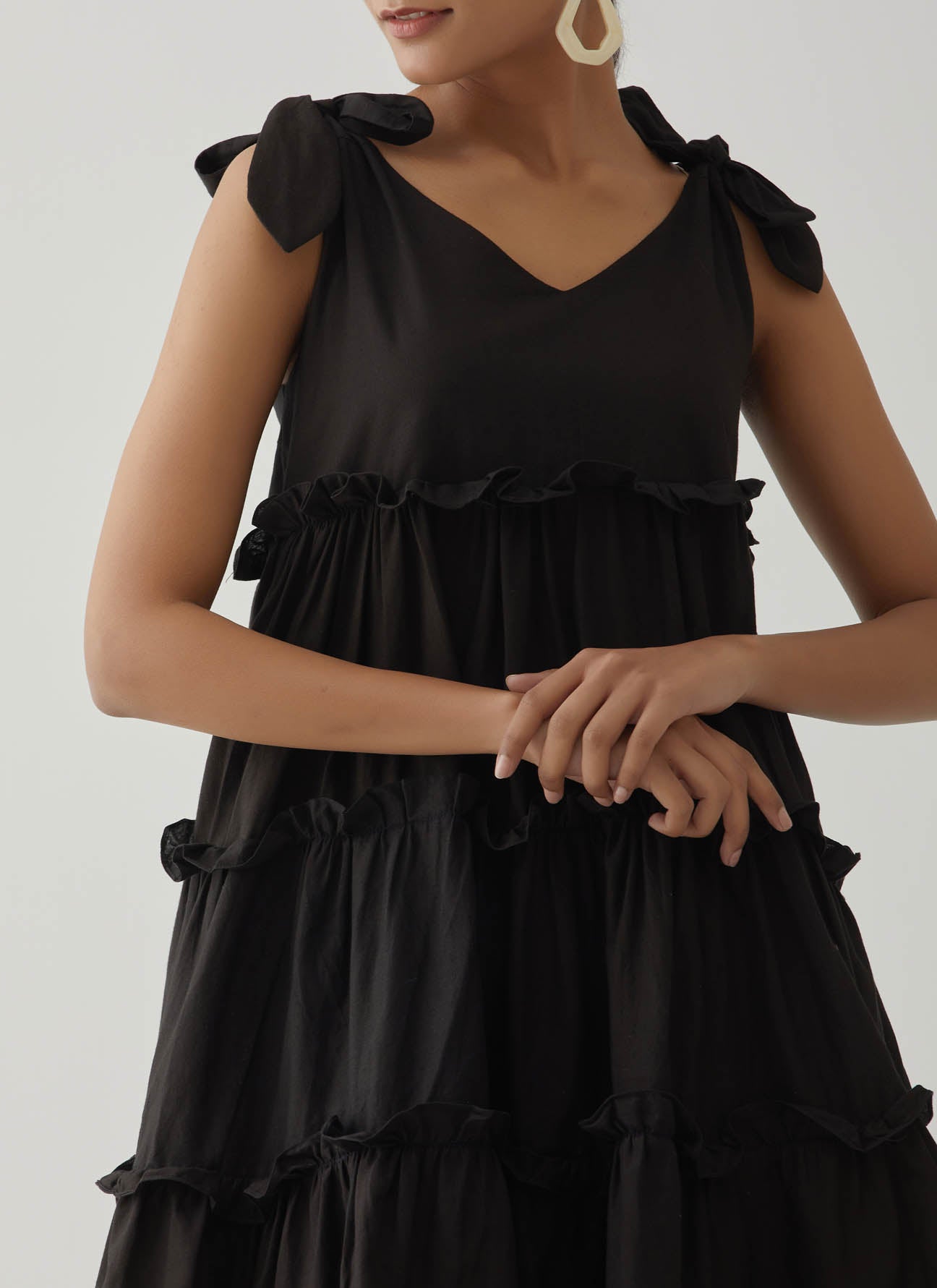 Black Tiered Short Dress - The Indian Cause